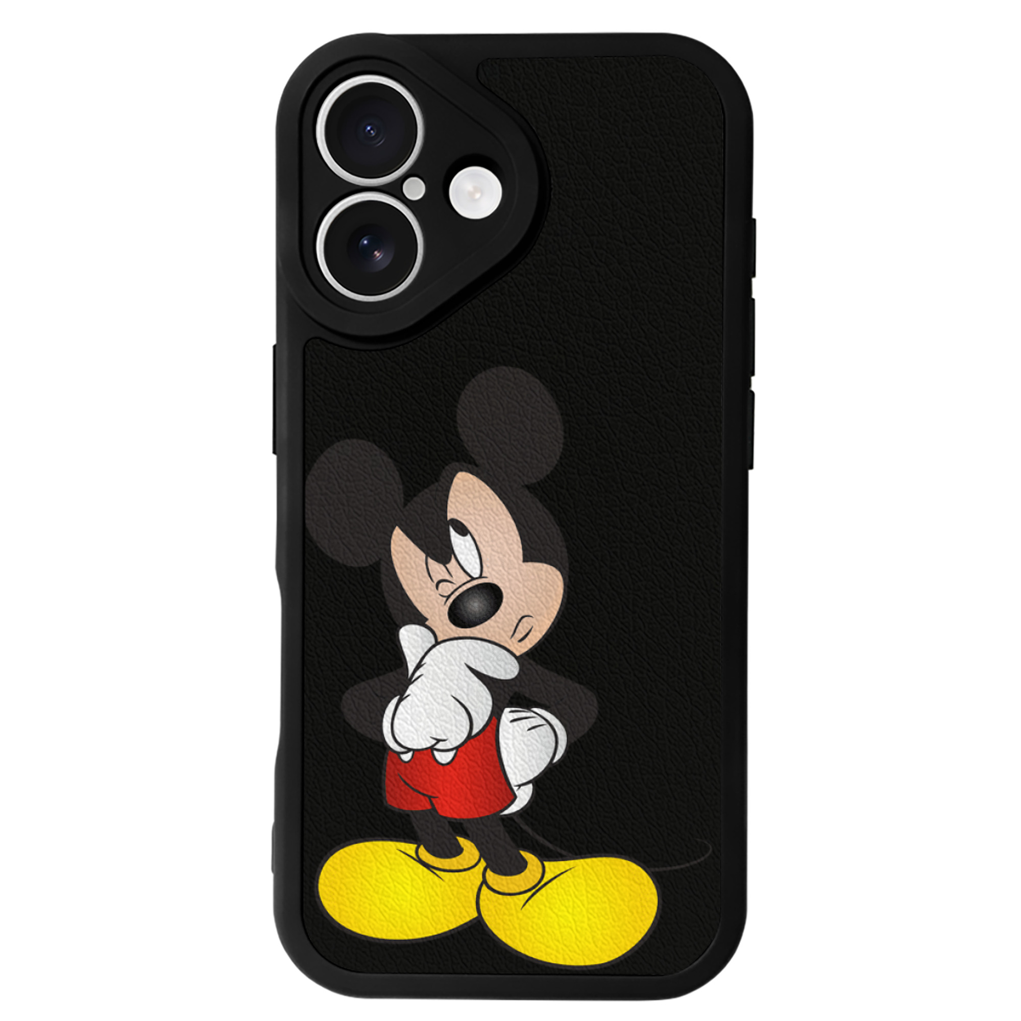 （画像用） ミッキーマウス Mickey Mouse 【iPhone 16シリーズ対応】シリコンスマホケース（レザー調） 材質：シリコン